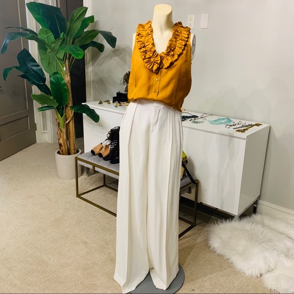J. Crew SILK golden ruffle trim sleeveless blouse - Picture 2 of 11